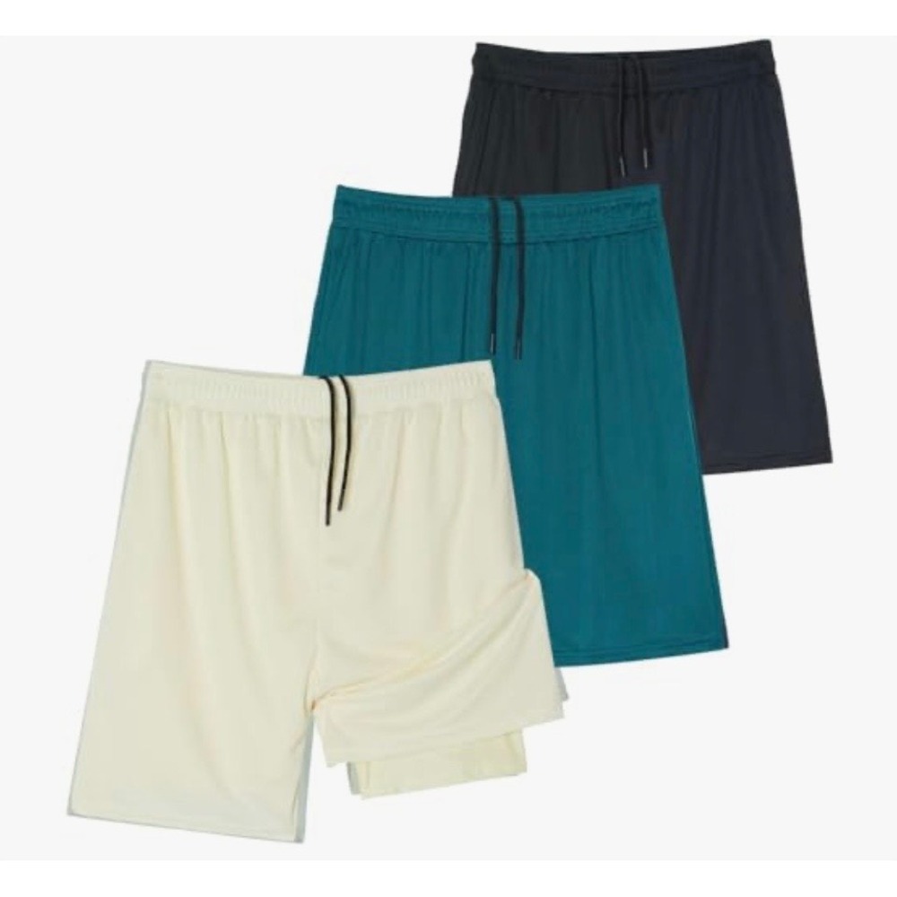 Real Essentials Mens Active 2 in1 Shorts 3-Pack Size S  with compression liner
